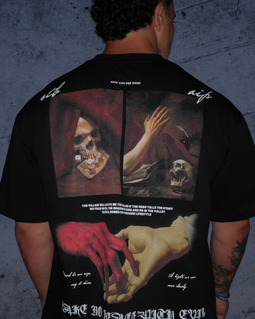 MAKE NO PEACE, FEAR NO EVIL 'LIMITED' OVERSIZED TEED IN BLACK