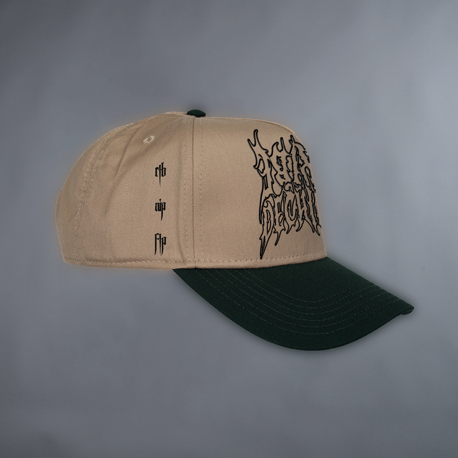 REMASTERED 'LIMITED' MID PROFILE BASEBALL CAP IN DARK GREEN & KHAKI