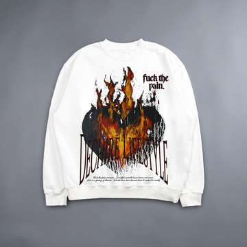 HEARTS ON FIRE 'LIMITED' OVERSIZED SWEATSHIRT IN MOON WHITE