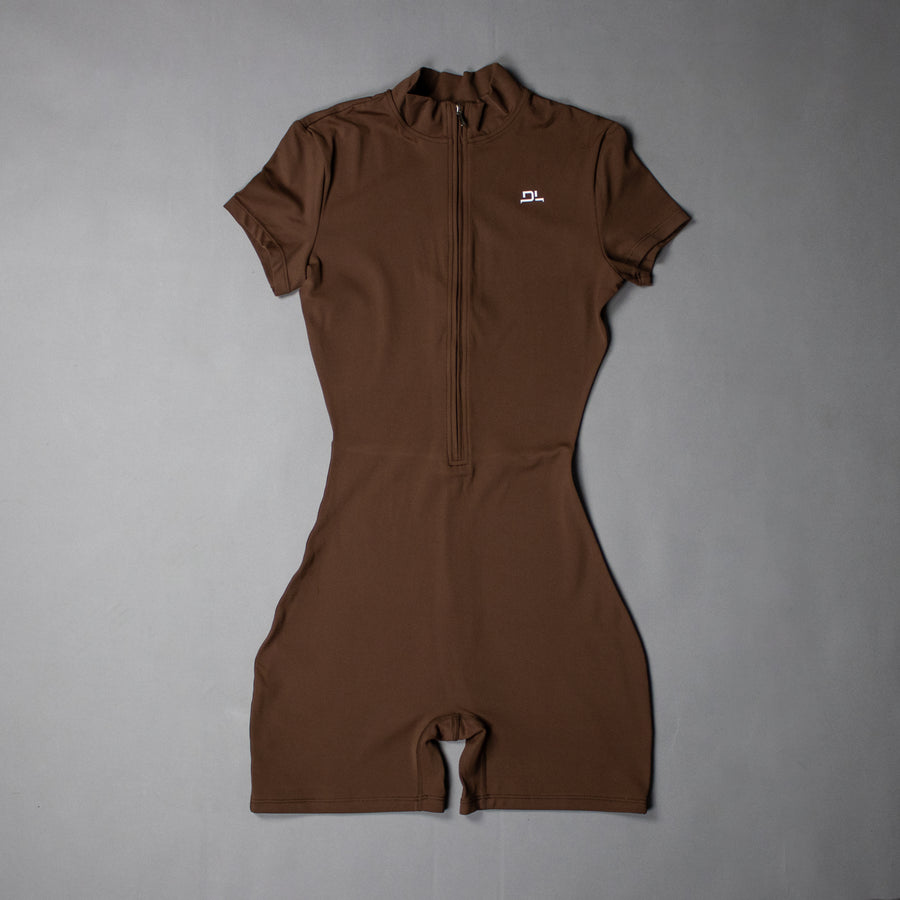 LE CHÉRIE SEAMLESS "GUÉRRIÉRE" SHORT SLEEVE BODYSUIT IN MOCHA