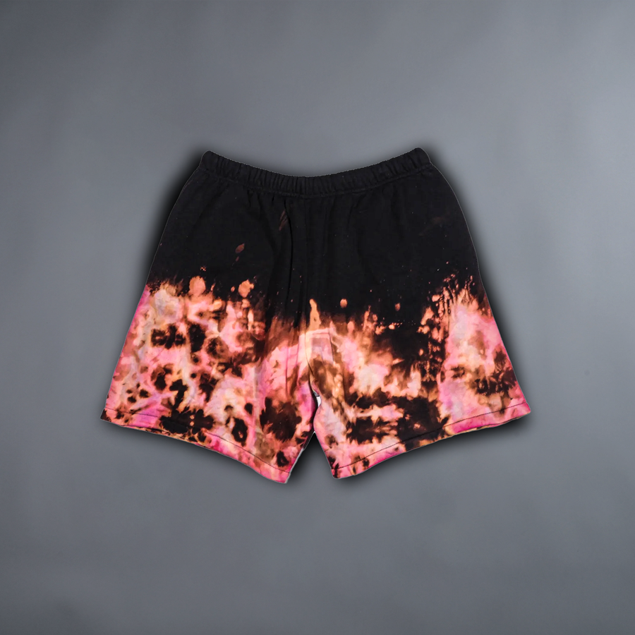 RIVER STYX 'LIMITED' LA:MADE INFERNO TYE DYED ABOVE KNEE LOUNGE SHORTS