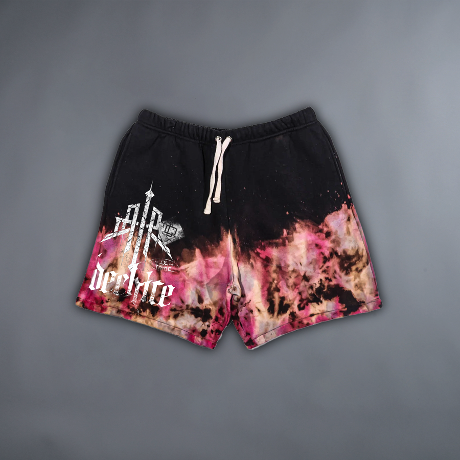 RIVER STYX 'LIMITED' LA:MADE INFERNO TYE DYED ABOVE KNEE LOUNGE SHORTS