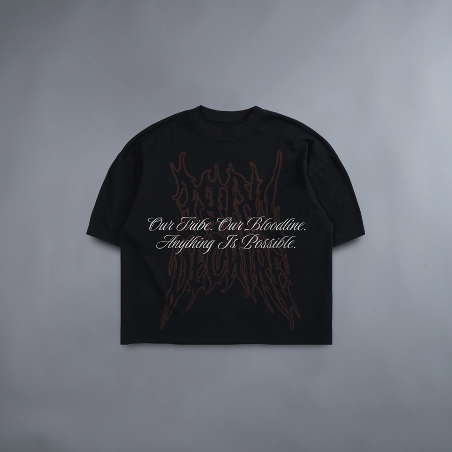 PARAGON OF VIRTUE 'LIMITED' 7.4oz DISTRESSED BOX CUT TEE IN MIDNIGHT BLACK