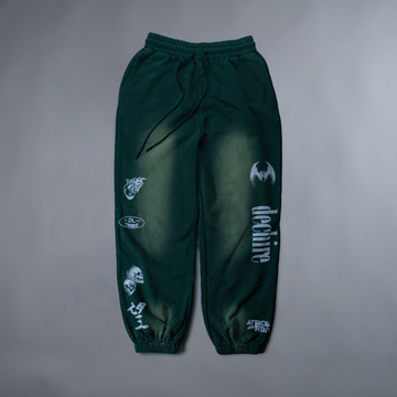 AOT SUN FADED BAGGY SWEATS IN FOREST GREEN