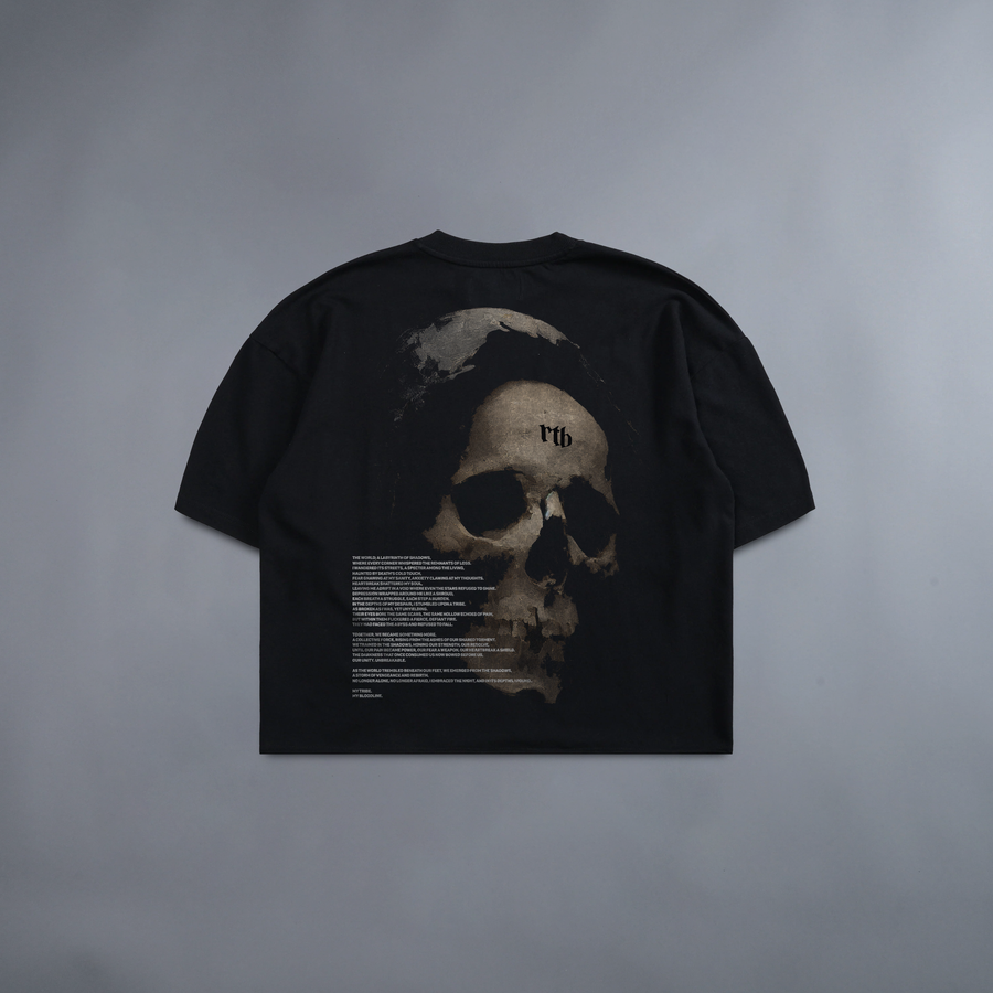 SOUL SOCIETY: OUR STORY 'LIMITED' 7.4oz DISTRESSED BOX CUT TEE IN MIDNIGHT BLACK