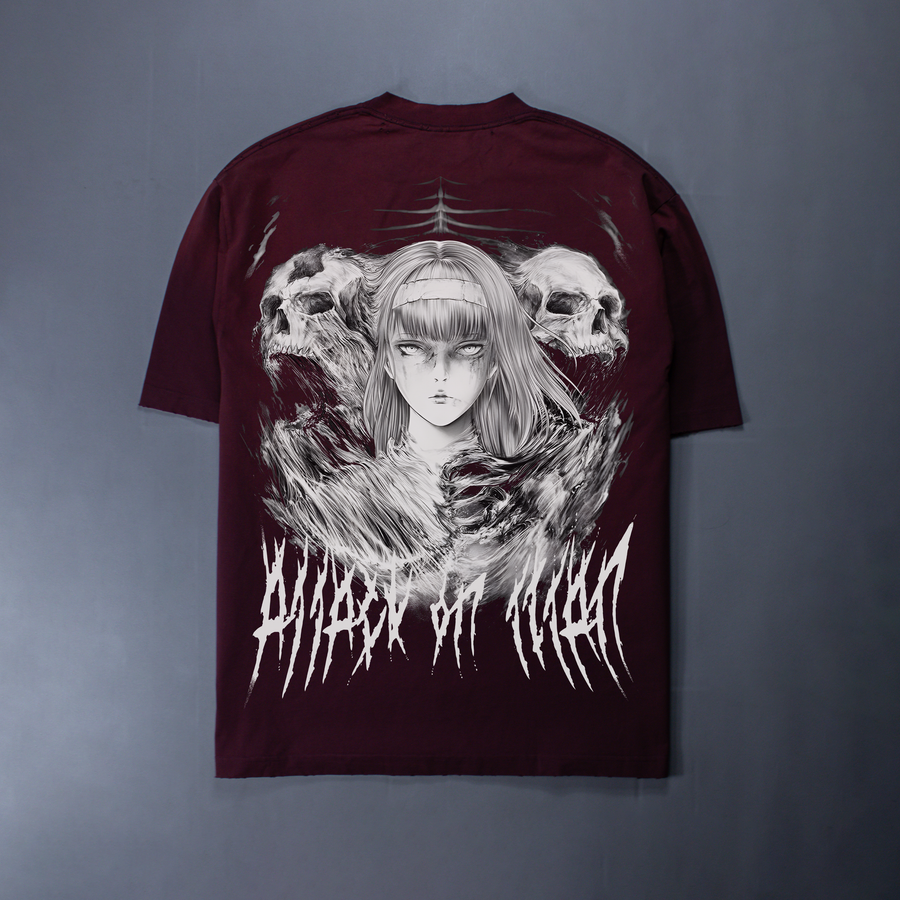 MOTHER OF TITANS OVERSIZED DISTRESSED TEE IN BLOOD RED OR SHADOW